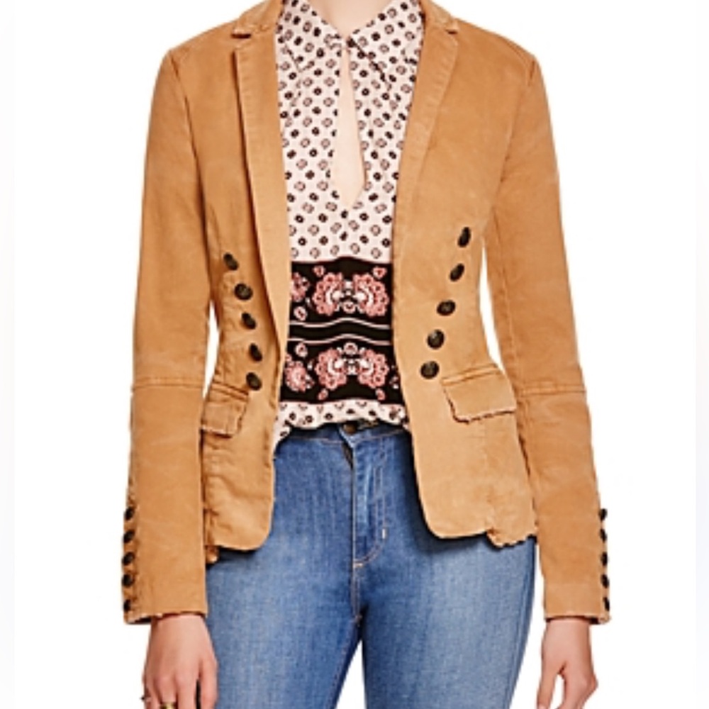 Free People Military Structured Washed Fitted Blazer size Small - Picture 1 of 9
